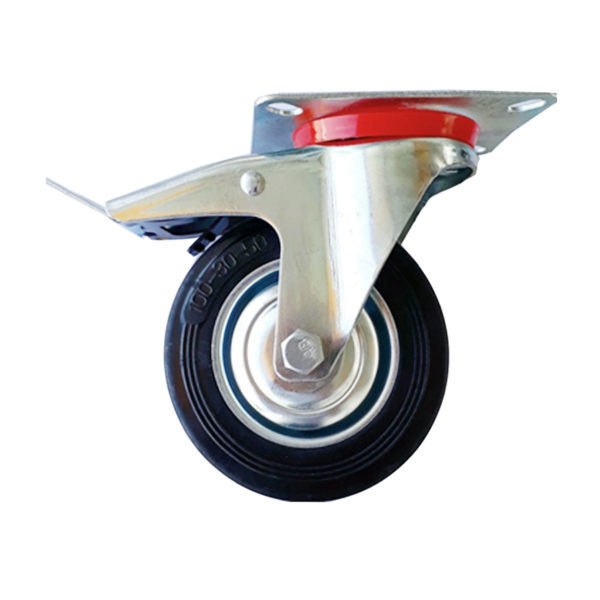 ΡΟΔΑ ΠΕΡΙΣΤΡΕΦΟΜΕΝΗ ΜΑΥΡΗ ΜΕ ΦΡΕΝΟ Φ100mm (70kg)